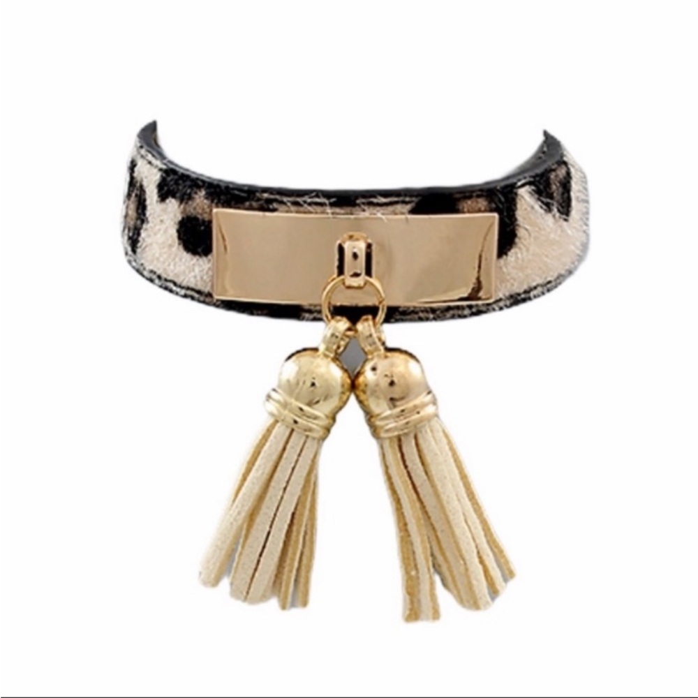 Gold Leopard Tassel Bracelet NEW